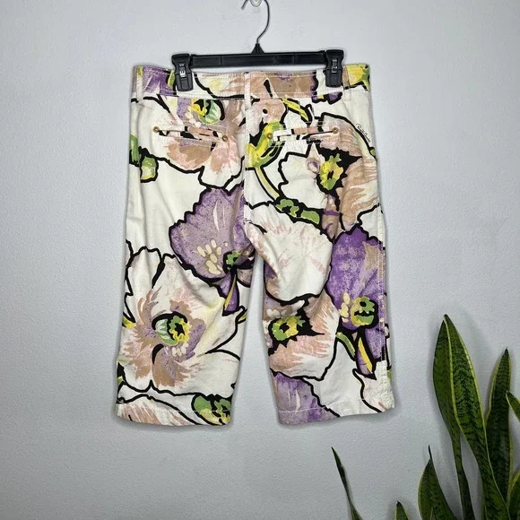 Robeerto Cavalli Floral Watercolor Cropped Pants 42 - Picture 2 of 5